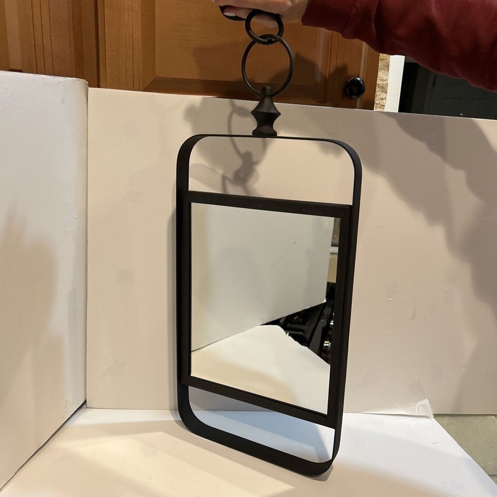 10"x23" A&B Home Rectangular Black Metal Frame Hanging Mirror - Picture 5 of 8